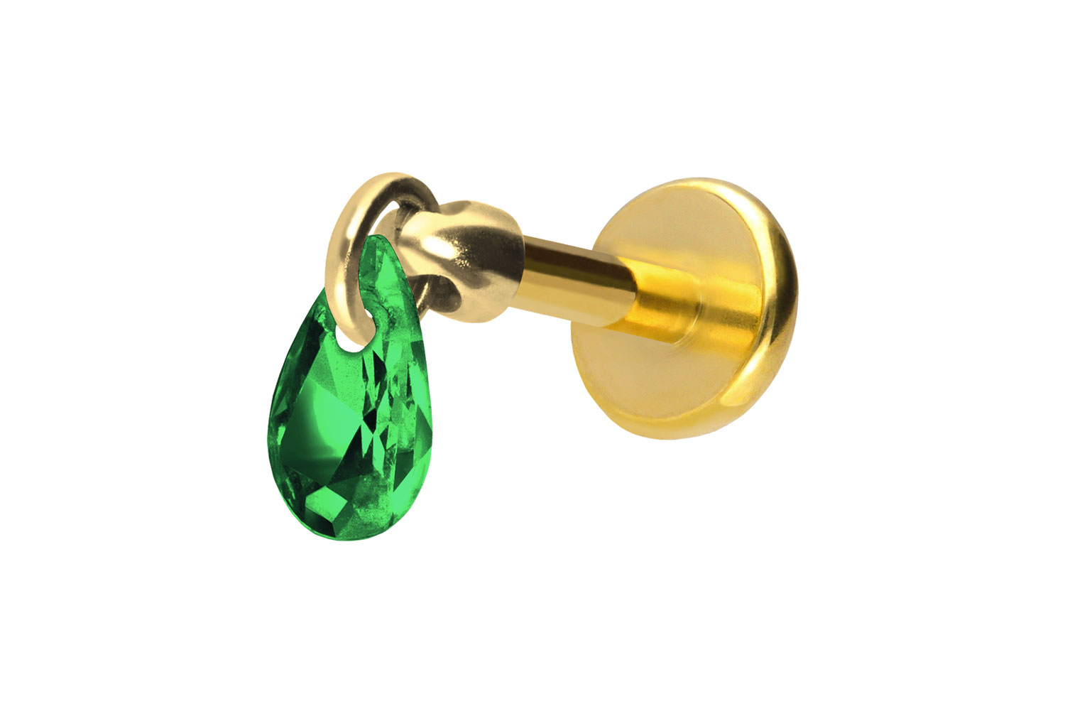 Titan Labret Piercing mit Push Fit KRISTALLTROPFEN